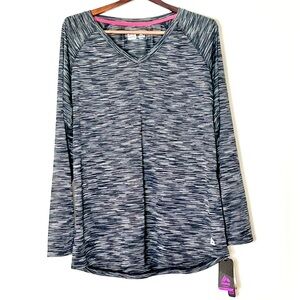 NWT Reebok Workout Top Women’s 1X Black Gray Pilates‎ Princess Gym Athleisure